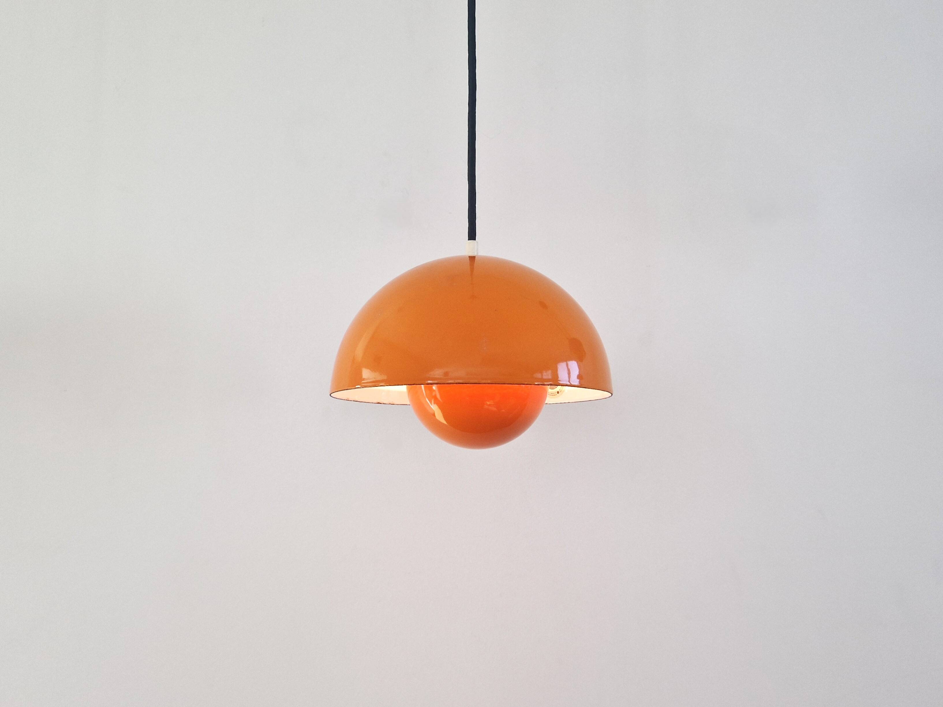 Orange Flowerpot pendant lamp by Verner Panton for Louis Poulsen, Denmark 1