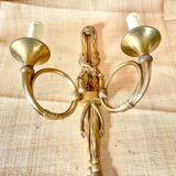 Hunting horn wall light, brass 1950