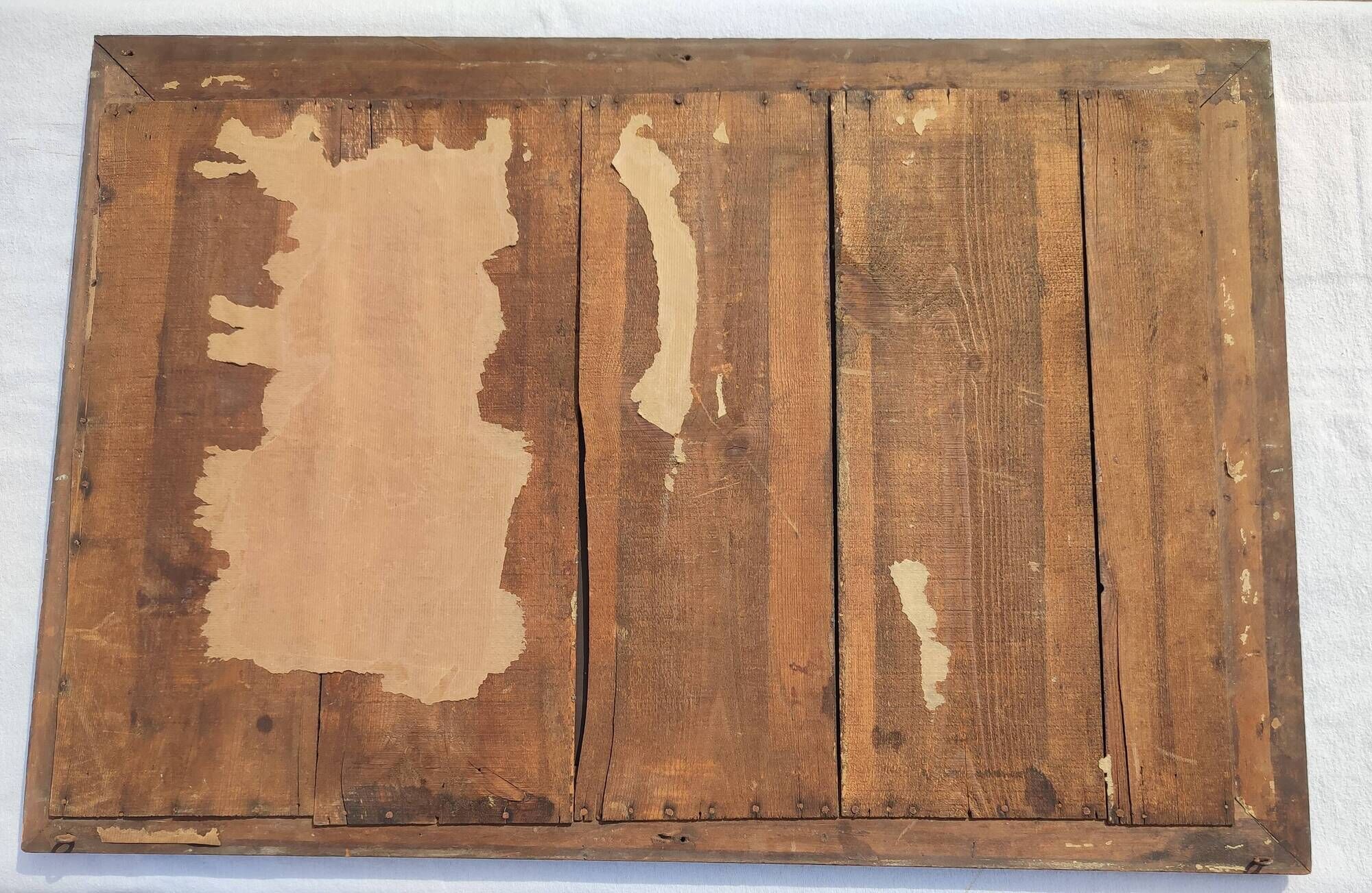 Grand miroir ancien biseauté cadre en bois sculpté