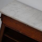 Antique French Pitch Pine & Marble Shop Counter Cabinet / Kitchen Island, 1
