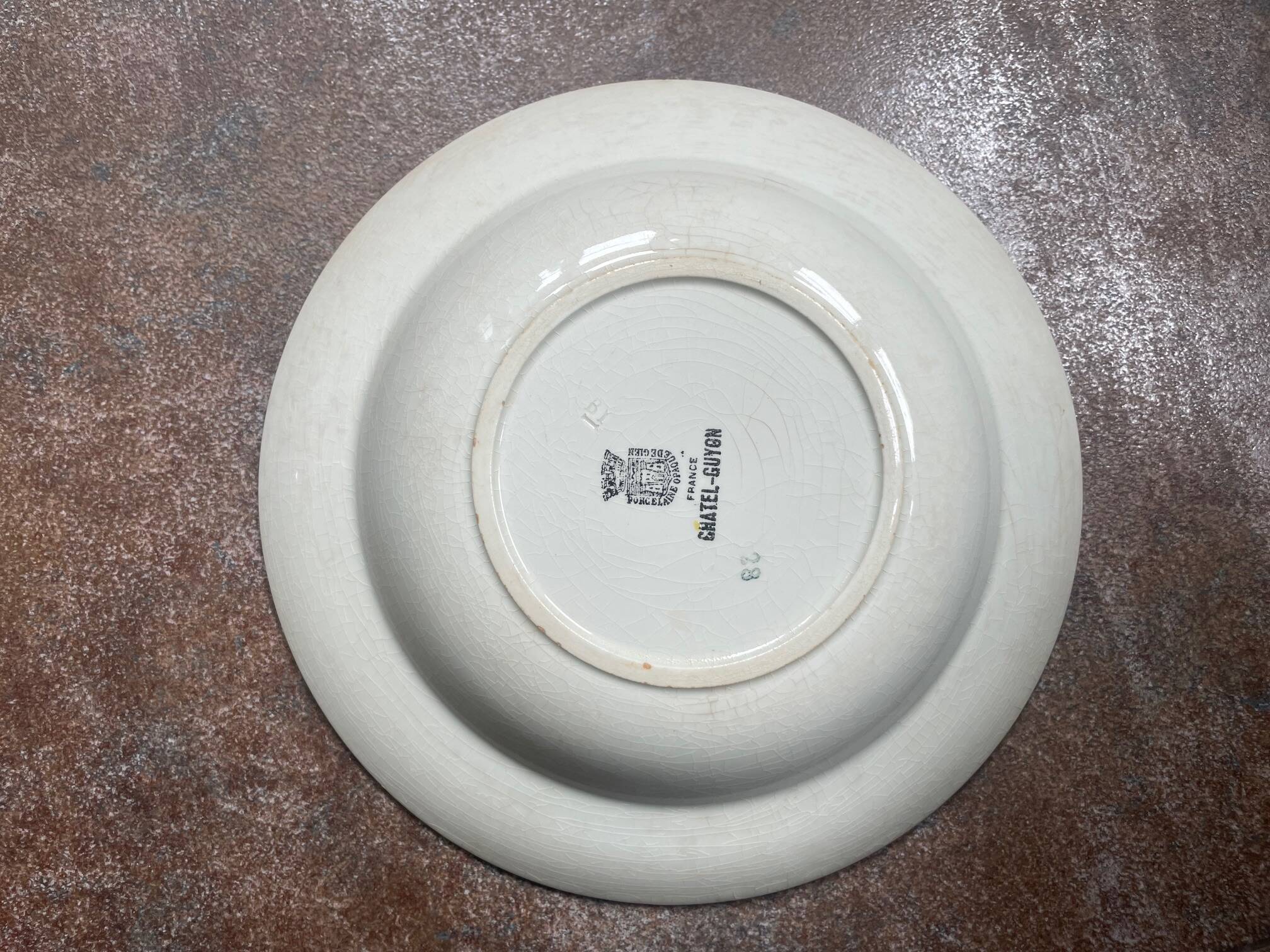 opaque porcelain dish from Gien -Chatel Guyon