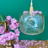 Suspension globe vintage en verre ambré