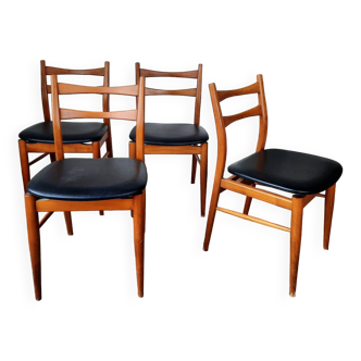 Set de 4 chaises scandinave vintage assise Skaï