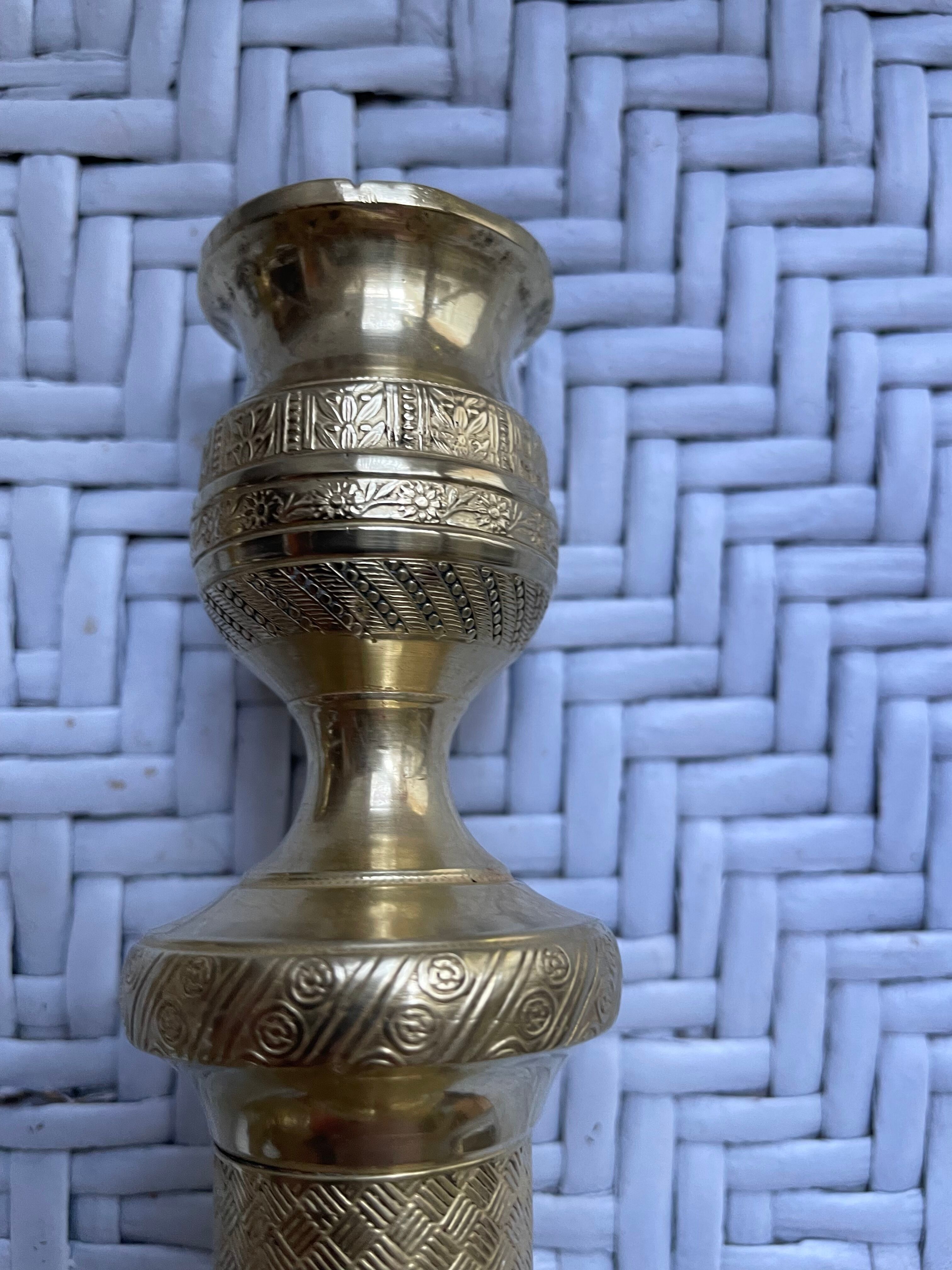 Pair of torch candle holders in chiseled gilded bronze XIXEME
