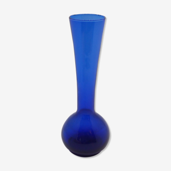 Blue blown glass soliflore vase