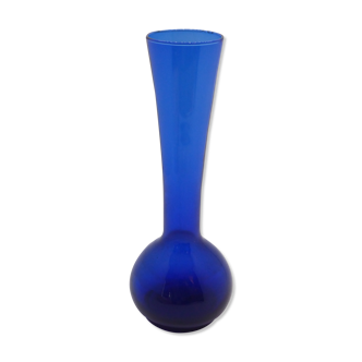 Vase soliflore en verre soufflé bleu