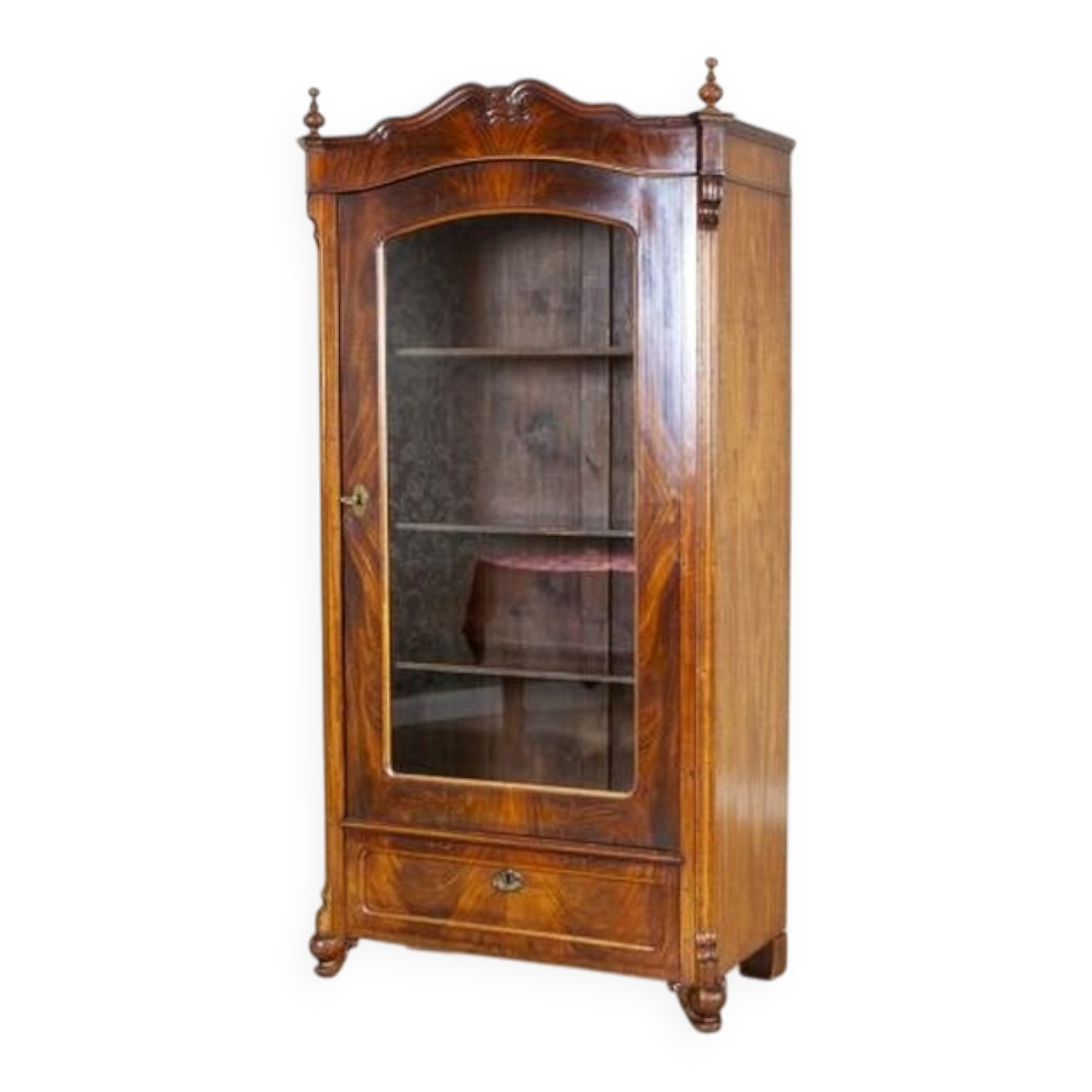 Mahogany Wood & Veneer Display Cabinet or Bookcase, 1890
