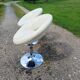 Pair of Vintage Chrome and Light Beige Skai Armchairs