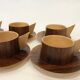 Vintage wooden cups and saucers in teak
