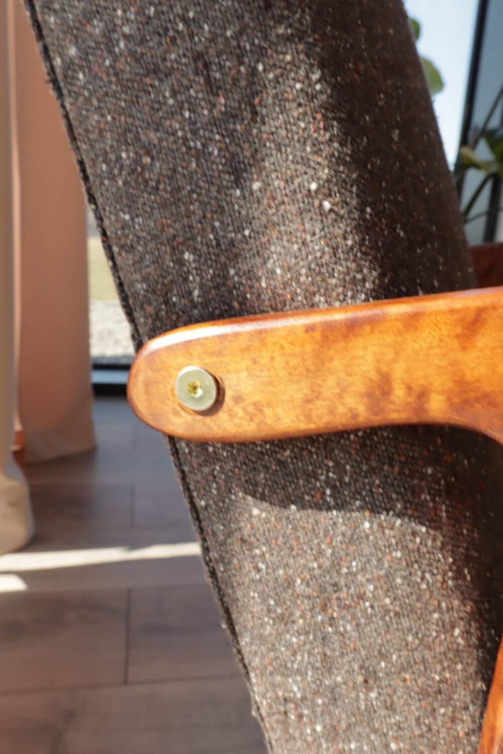 Mid Century Armchair Cacao Tweed Upholstery, 1960, Poland