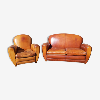 Canapé et fauteuil club cuir