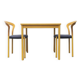 Stackable chairs and table German Lotus by Hartmut Lohmeyer for Kusch+Co, set of 3.