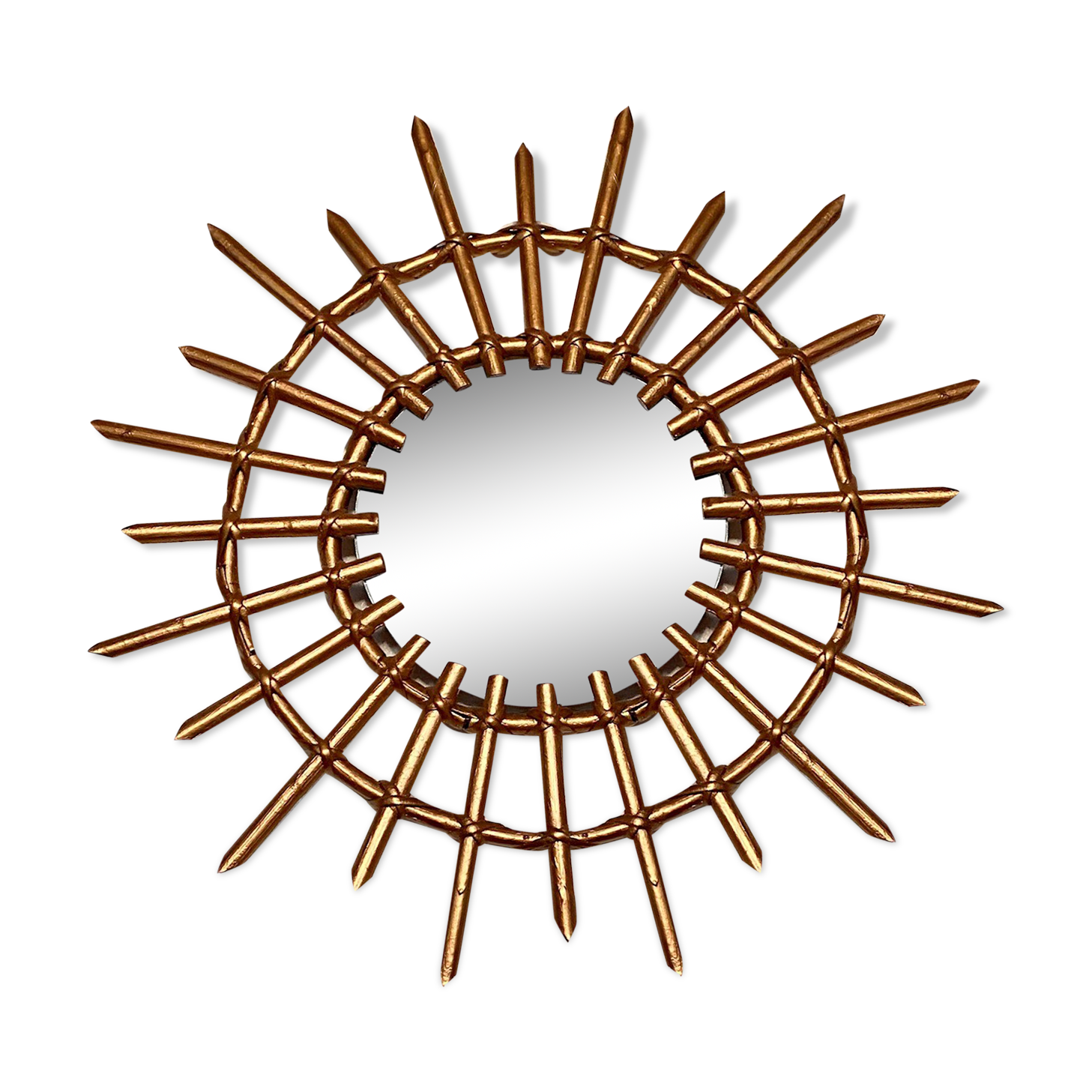 Vintage bamboo sun mirror 53cm