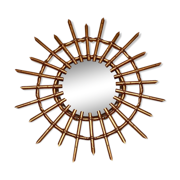 Vintage bamboo sun mirror 53cm