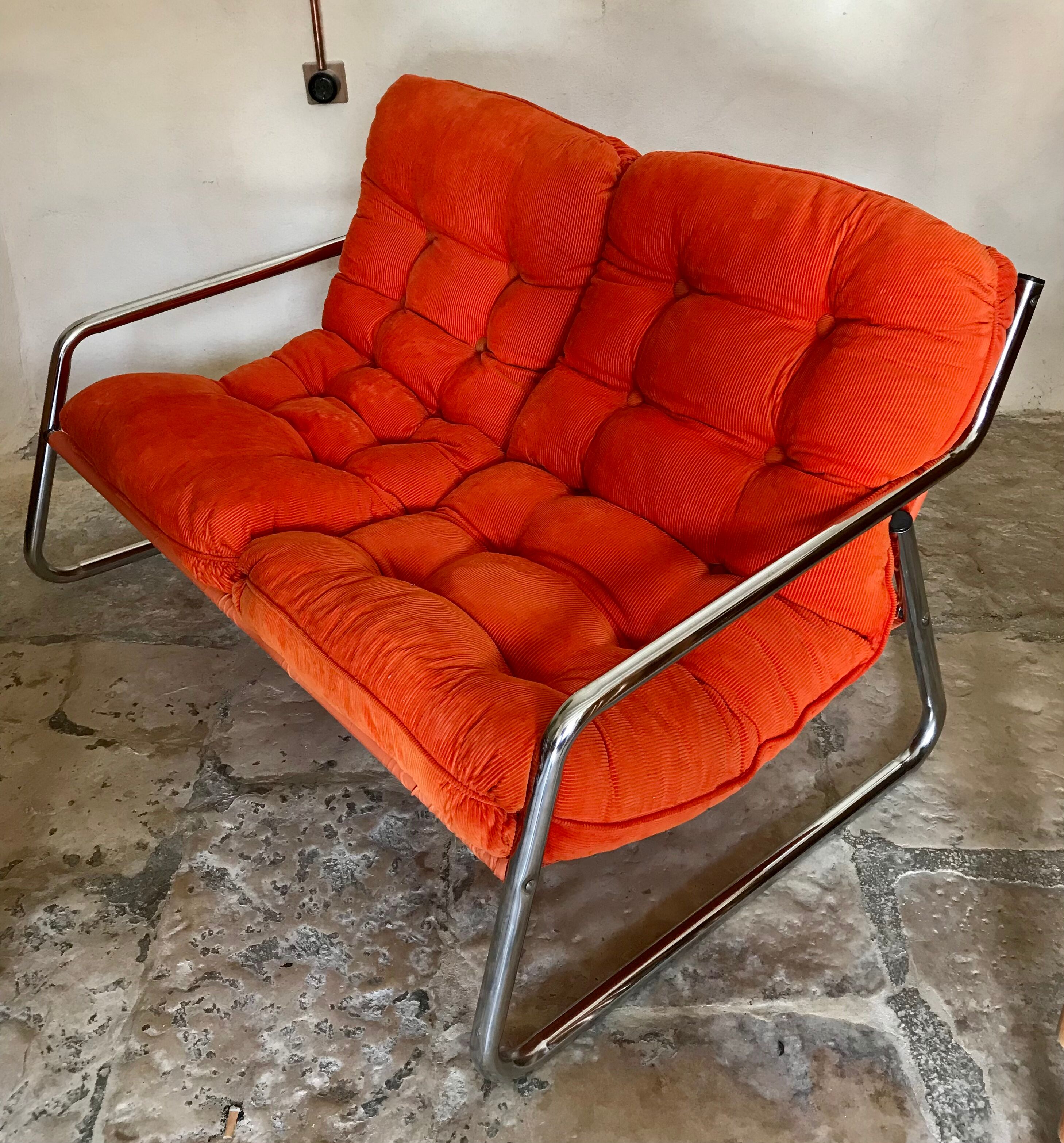 Vintage sofa 1970's pop tubing chrome