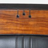 Black Cowhide Leather and Wooden Art Deco Armchair