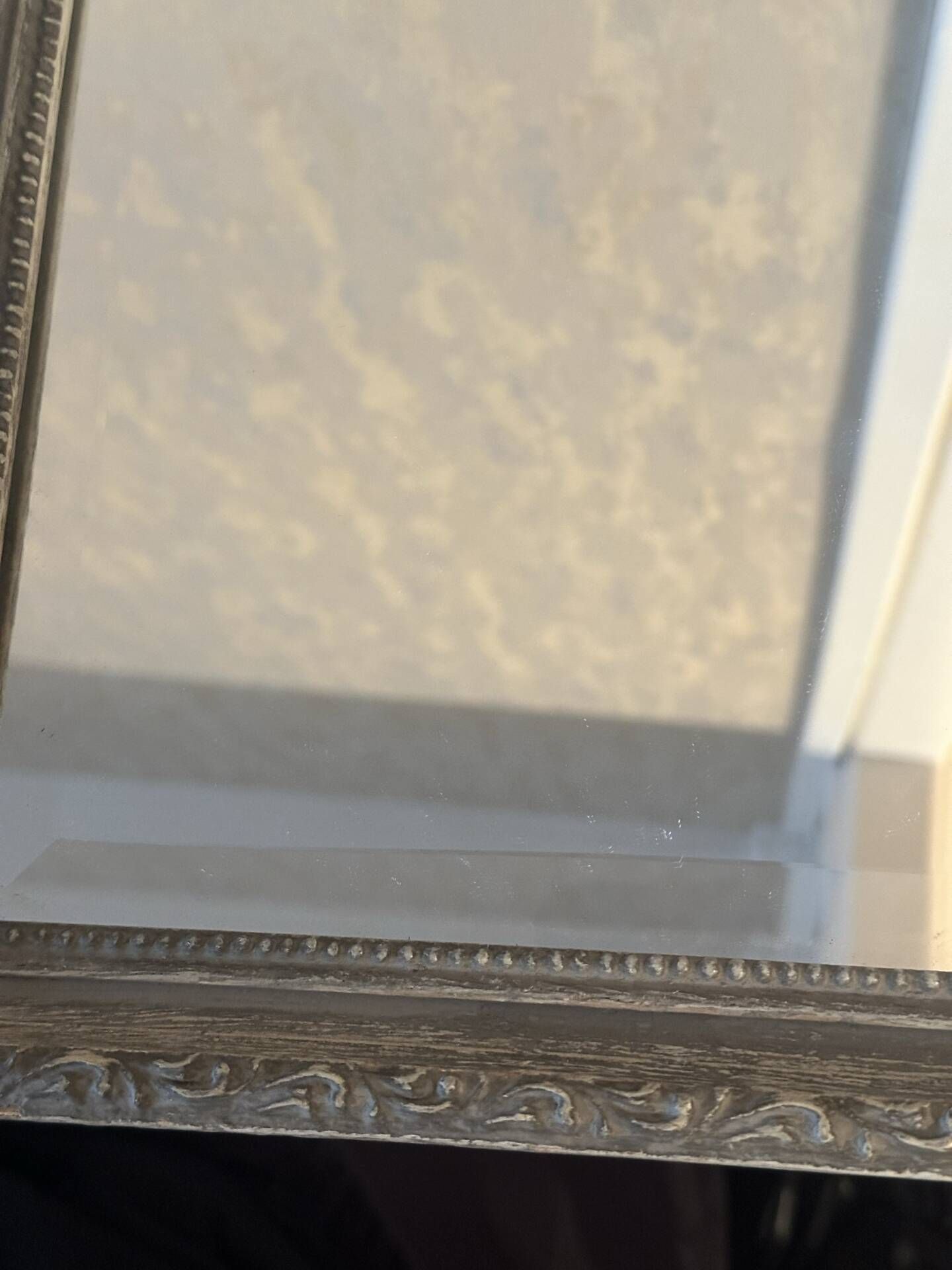 Antique bevelled mirror – Moulded wooden frame in anthracite 30/25 cm