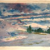 Color lithograph signed and numbered Georges Gaillard, La Montagne Sainte Victoire