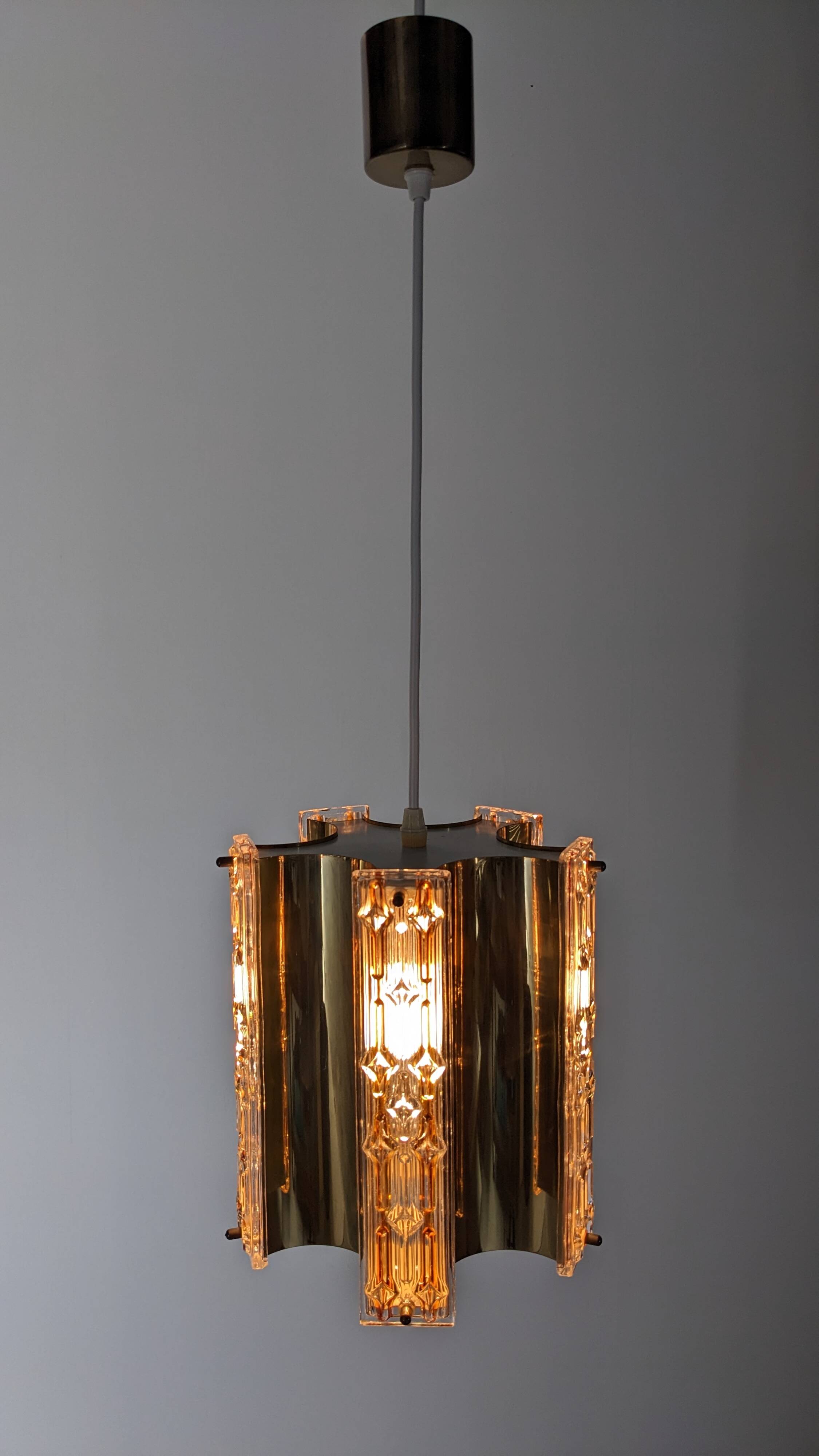 Hollywood Regency brass pendant by Vitrika, Denmark circa 1970.
