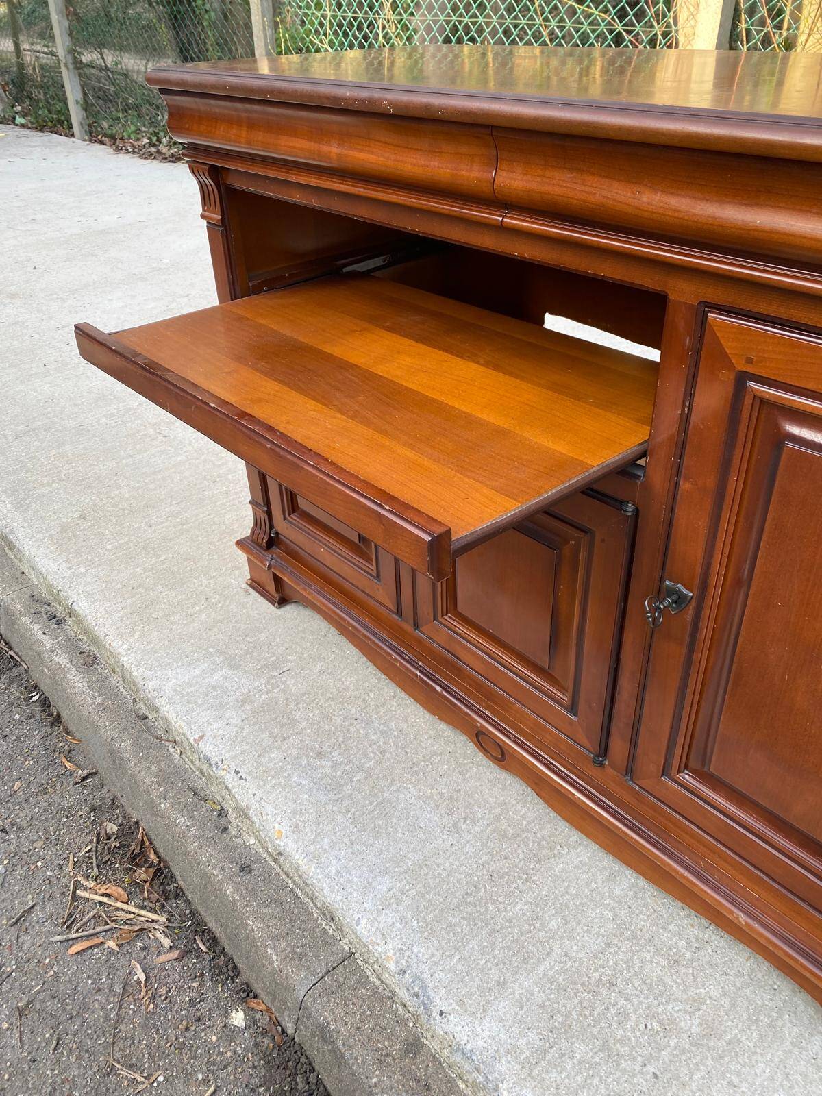 Louis Philippe country wooden sideboard with 2 drawers and 3 doors 126cm