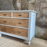 Chest of drawers raw wood & Flemish grey