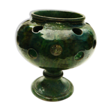details on old bulb pot in glazed earthenware