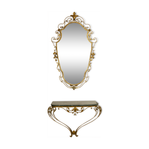 Console et miroir fer