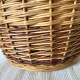 Round two-tone woven wicker basket