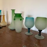 Set of 8 vases, bowls, in glass paste