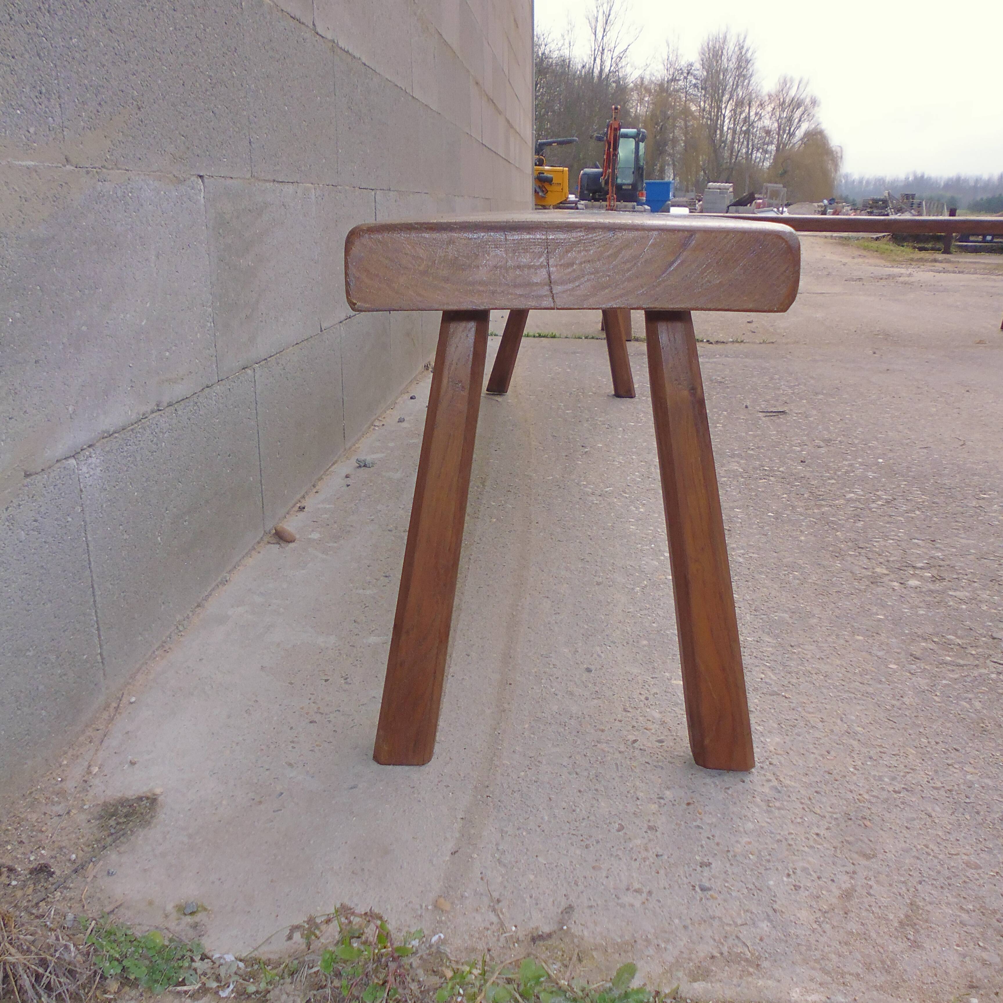 Pair of solid oak farm bench