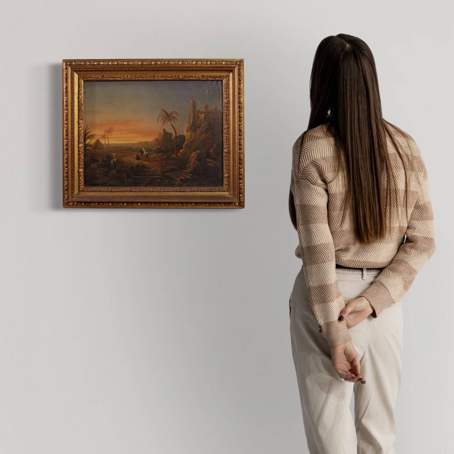 Peinture orientaliste raffinée du XIXe siècle