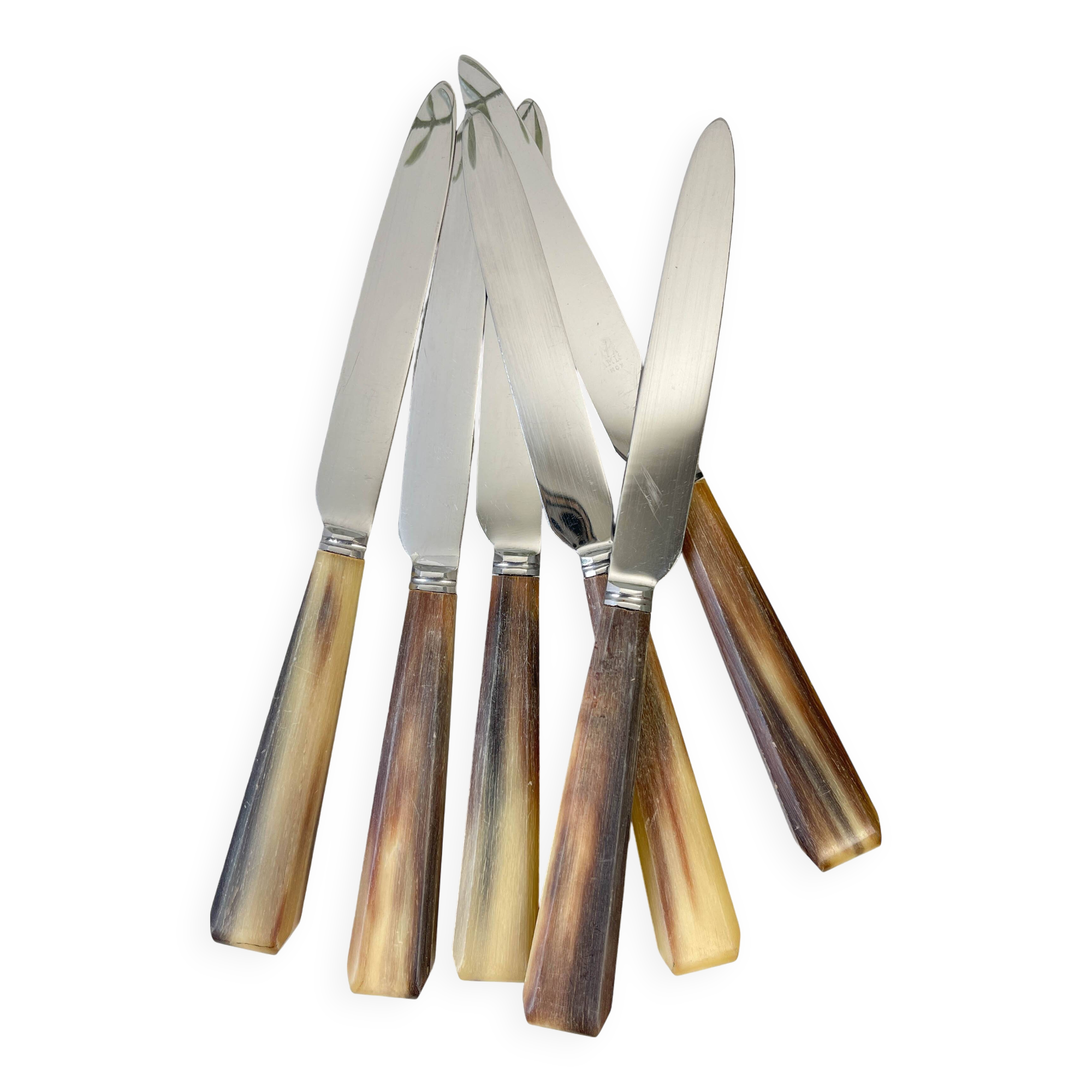 6 Vintage Horn Dessert Knives