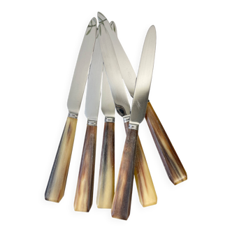 6 Vintage Horn Dessert Knives