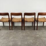 4 chairs 75 by Niels Otto Moller, Scandinavian design, teak