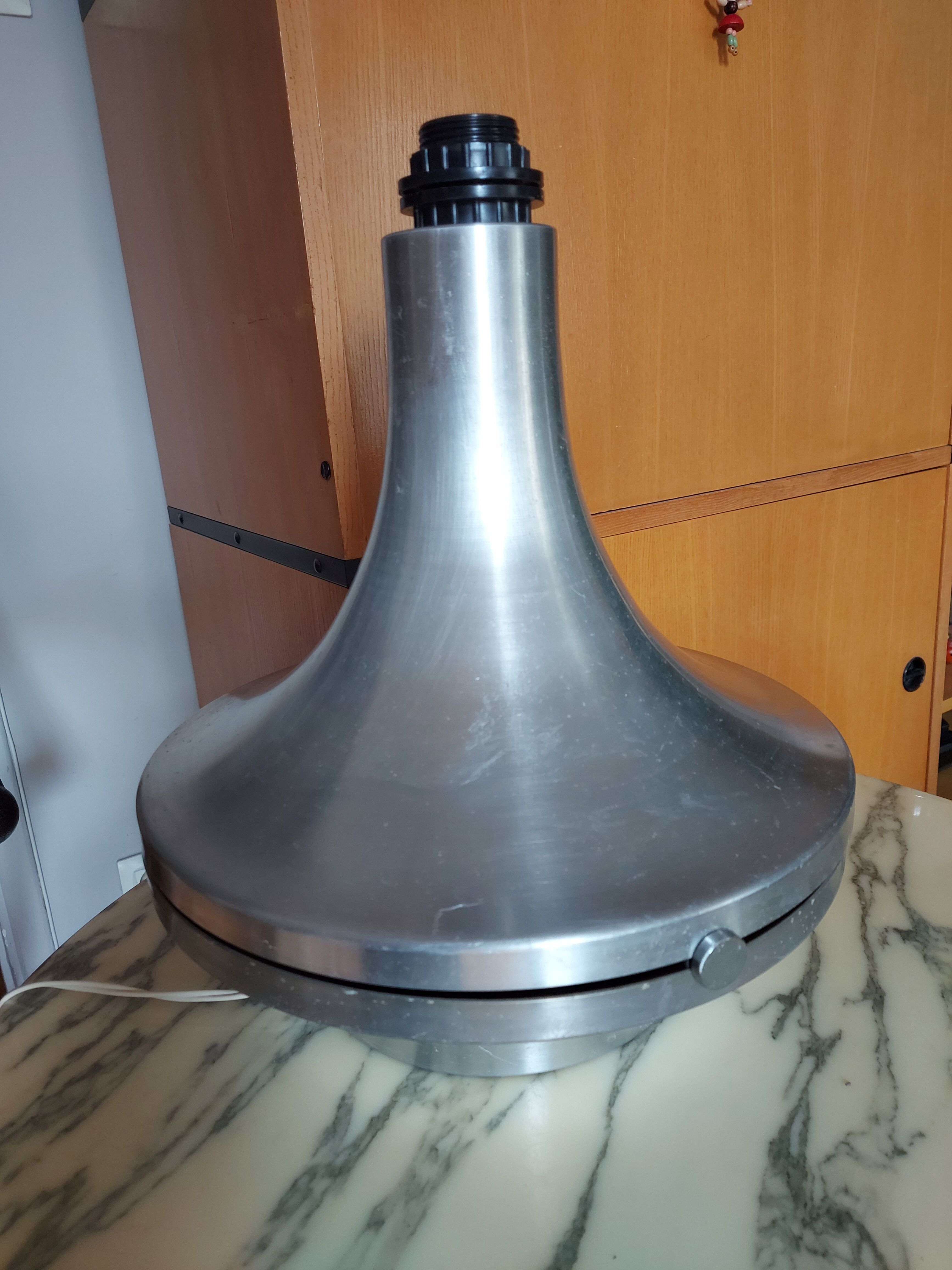 Large foot of vintage lamp brushed aluminum (double lighting)