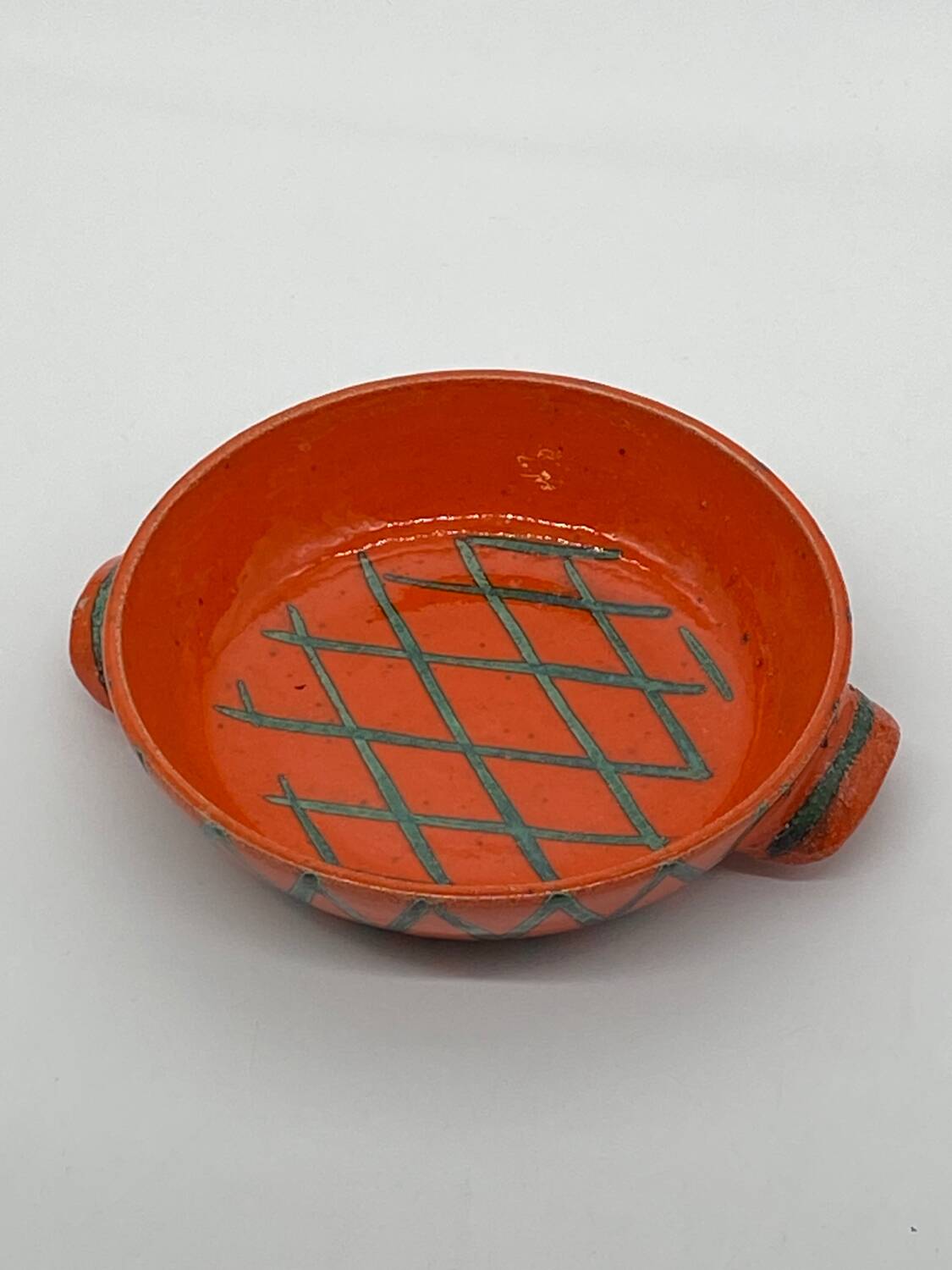 Enamelled ceramic dish, terfer, vallauris, vintage