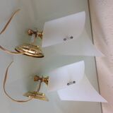 Pair of brass and perspex white /vintage 50-60s wall light