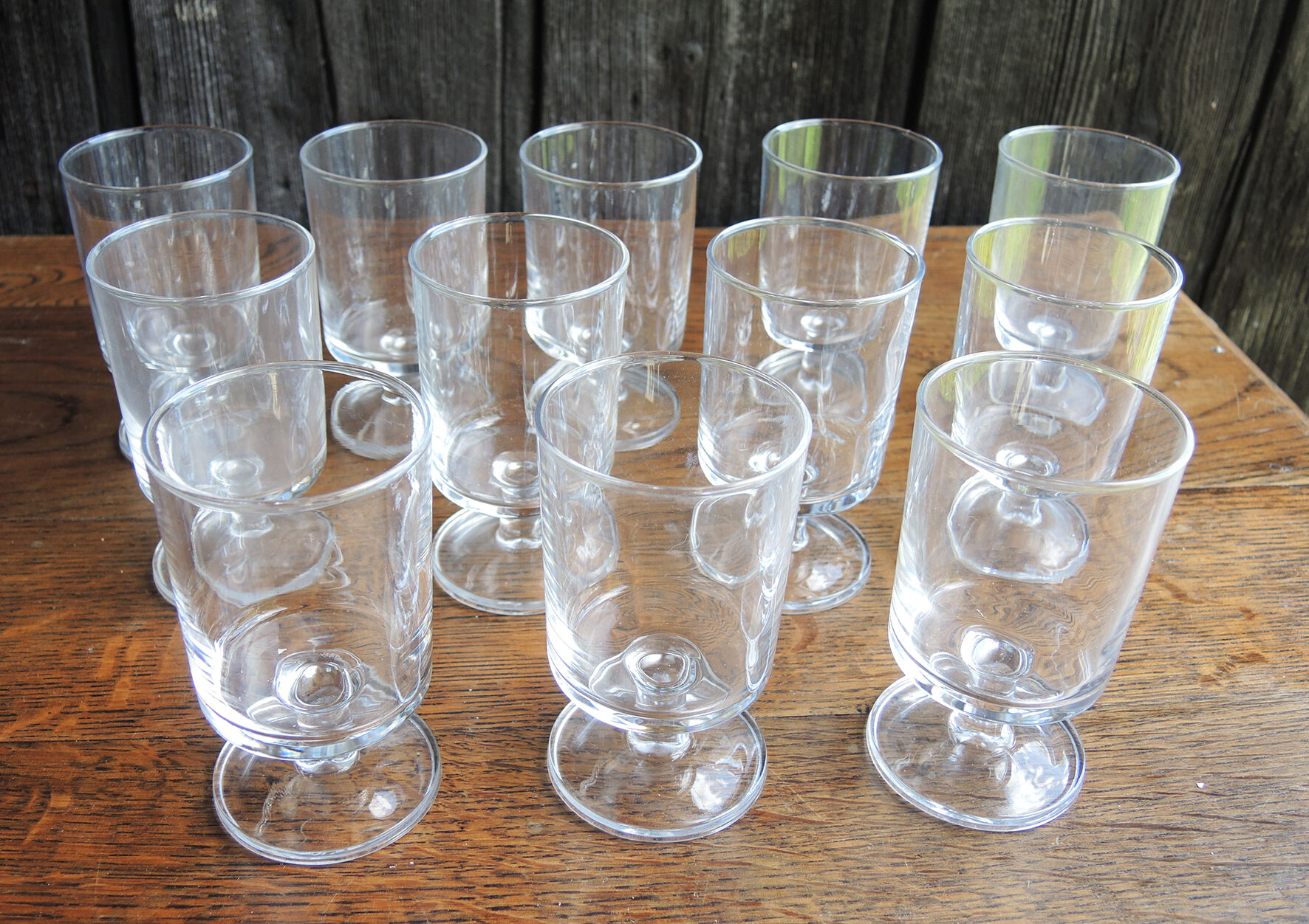 6 old luminarc transparent foot glasses