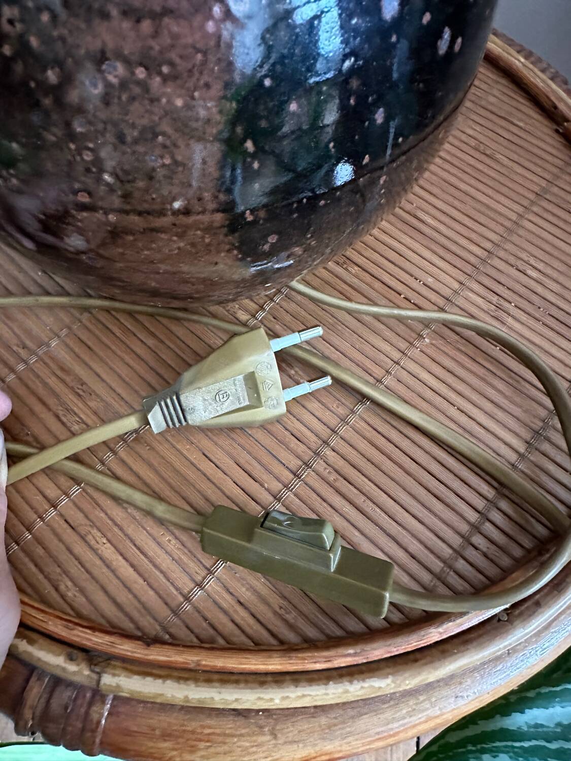 Sandstone ball lamp by Guy Baudat, vintage ceramic