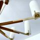 Grande suspension scandinave, teck, laiton et verre