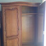 Solid cherry wood wardrobe with large shelf, hanging rail and interior mirror, in perfect condition