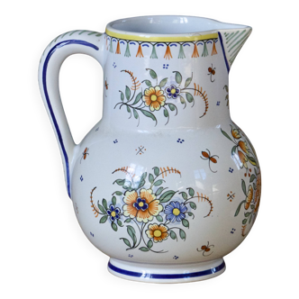 Hand-painted artisan carafe signed Moustiers.