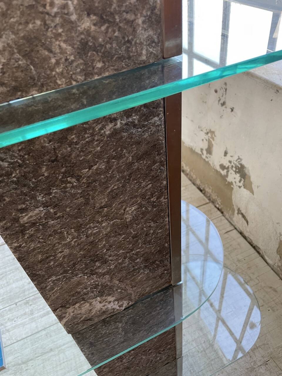 Roche Bobois stone and glass sculpture shelf 1970s