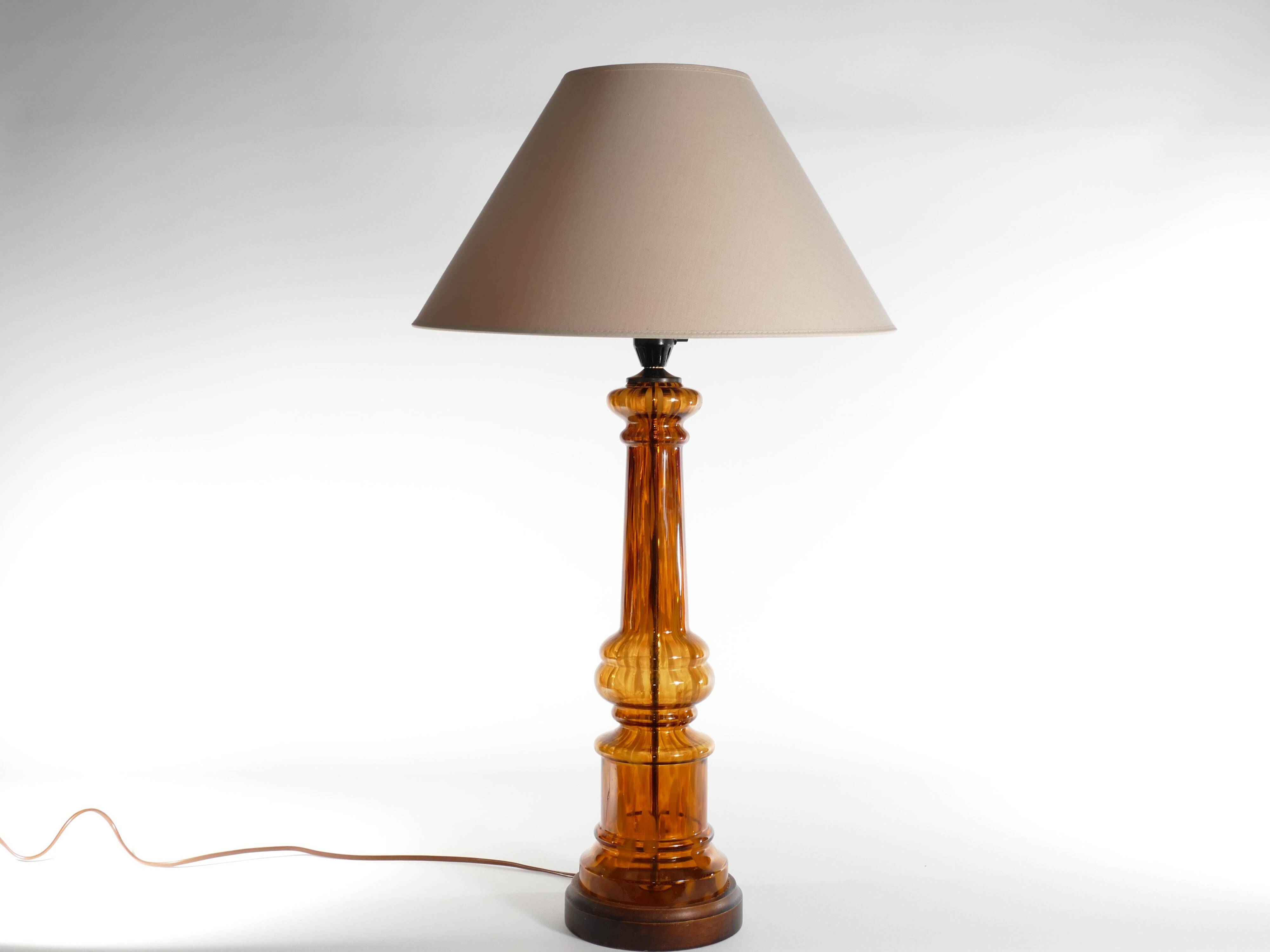 Scandinavian Modern Amber Glass Table Lamp by Miranda, 1970s
