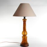 Scandinavian Modern Amber Glass Table Lamp by Miranda, 1970s