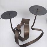 Bougeoir brutaliste en métal effet bronze .