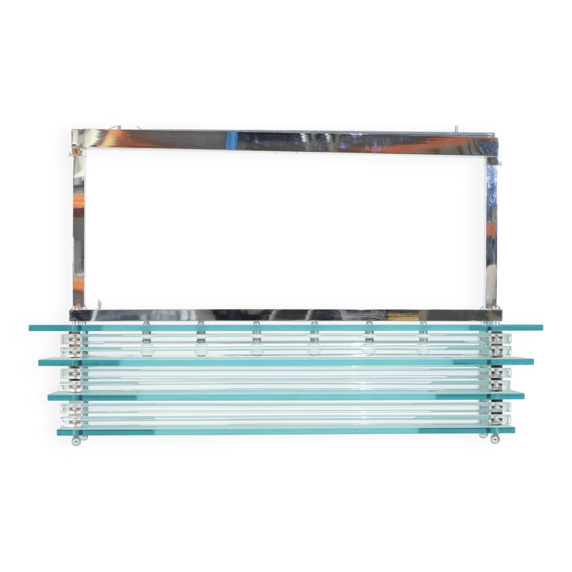 Large suspended chandelier, glass ceiling light, Italy 1970s.