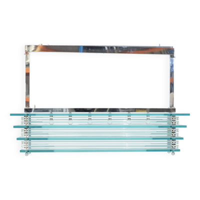 Grand lustre suspendu, plafonnier en verre, Italie années 1970s.