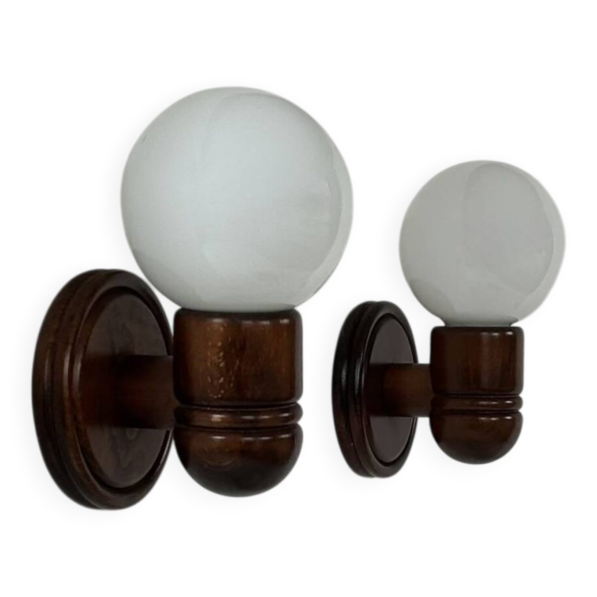 Vintage wall lights, pine and opaline, France, 1980.