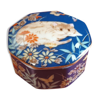 Pill box earthenware decoration cat